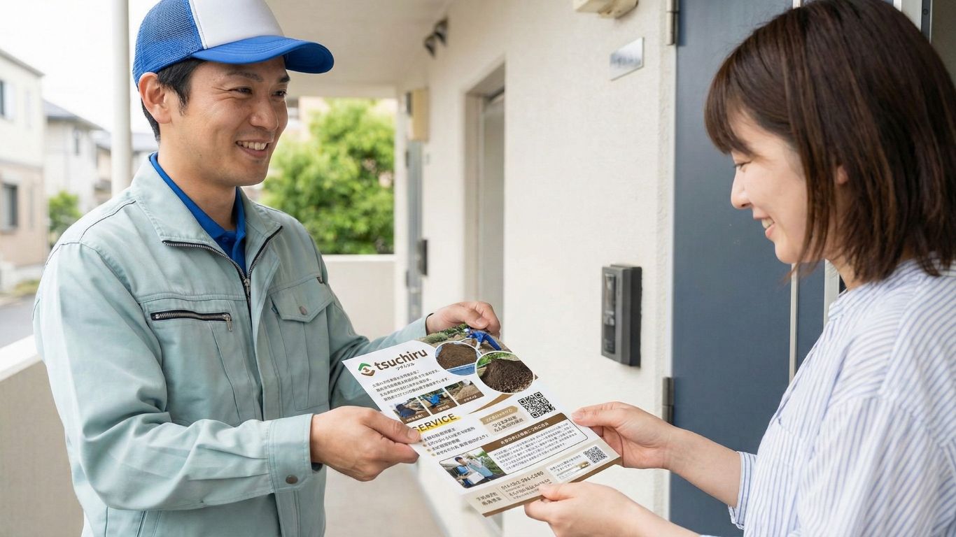 お客様へチラシを渡す様子